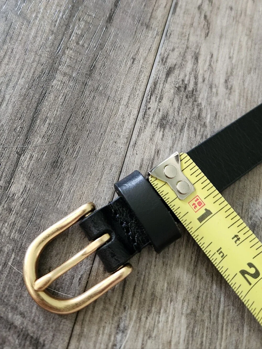 Banana Republic Skinny Black Leather Women's Trouser Belt Gold Buckle Size L